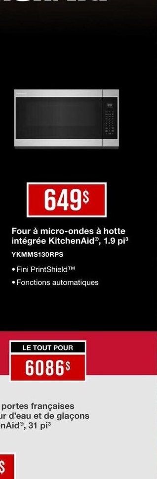 Four à micro-ondes à hotte intégrée KitchenAid