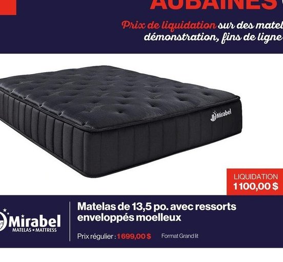 Mirabel Matelas de 13,5 po avec ressorts envelo…