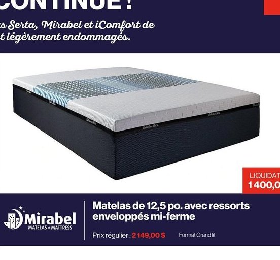 Mirabel Matelas de 12,5 po avec ressorts envelo…
