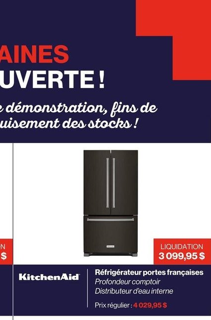 KitchenAid Réfrigérateur portes françaises