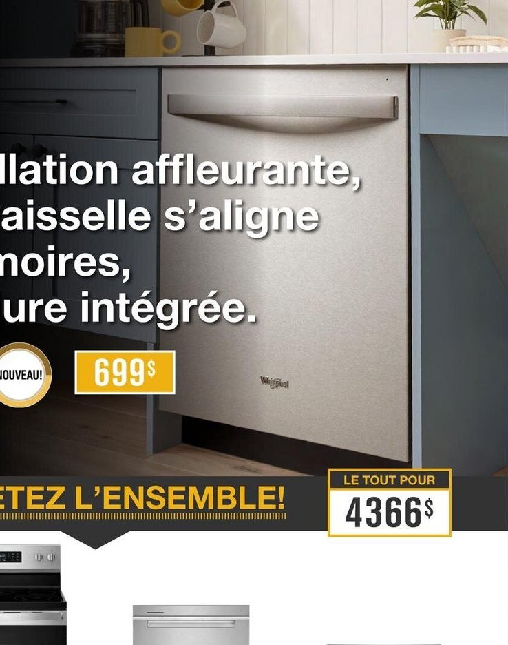 LAVE-VAISSELLE ENCASTRABLE À L'ARMOIRE WHIRLPOOL®, 50 DBA