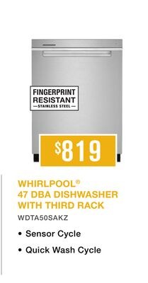 WHIRLPOOL® 47 DBA DISHWASHER WITH THIRD RACK
