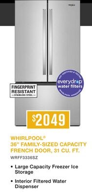WHIRLPOOL® 36˝ FAMILY-SIZED CAPACITY FRENCH DOO…
