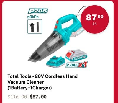 Total Tools - 20V Cordless Hand Vacuum Cleaner
