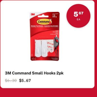 3M Command Small Hooks 2pk
