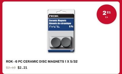 ROK - 6 PC CERAMIC DISC MAGNETS 1 X 5/32