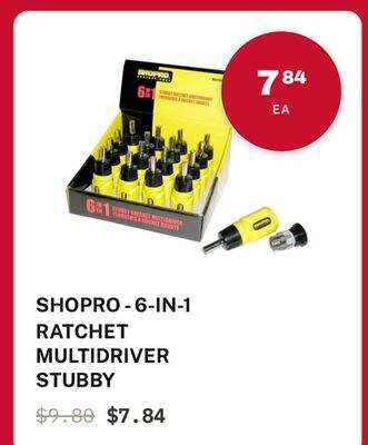 SHOPRO - 6-IN-1 RATCHET MULTIDRIVER STUBBY