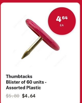 Thumbtacks Blister of 60 units - Assorted Plast…