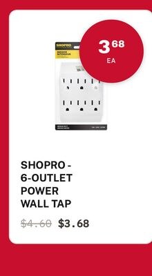 SHOPRO - 6-OUTLET POWER WALL TAP
