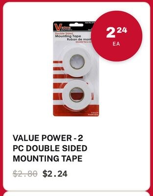 VALUE POWER - 2 PC DOUBLE SIDED MOUNTING TAPE