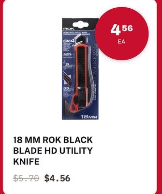 18 MM ROK BLACK BLADE HD UTILITY KNIFE