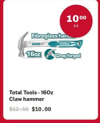 Total Tools - 16Oz Claw hammer