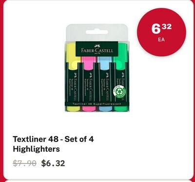 Textliner 48-Set of 4 Highlighters
