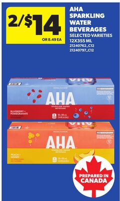 AHA SPARKLING WATER BEVERAGES, 12X355 ML