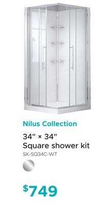 Nilus Collection 34" × 34" Square shower kit