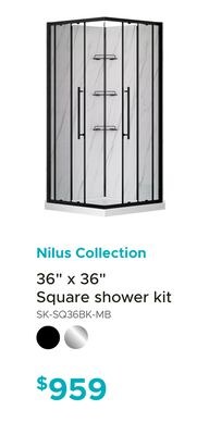 Nilus Collection 36" x 36" Square shower kit