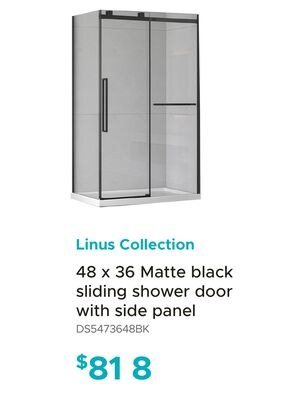 Linus Collection 48 x 36 Matte black sliding sh…