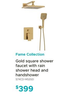 Fame Collection Gold square shower faucet with …