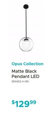 Opus Collection Matte Black Pendant LED