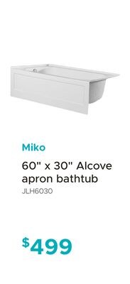 Miko 60" x 30" Alcove apron bathtub