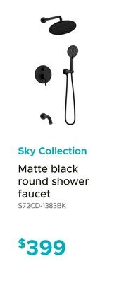 Sky Collection Matte black round shower faucet
