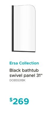 Ersa Collection Black bathtub swivel panel 31"