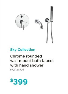 Sky Collection Chrome rounded wall-mount bath f…