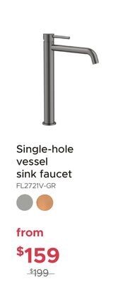 Single-hole vessel sink faucet
