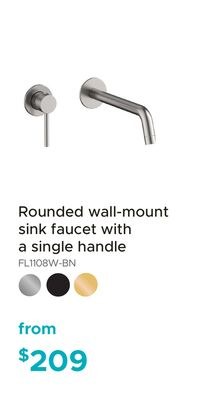 Rounded wall-mount sink faucet with a single ha…