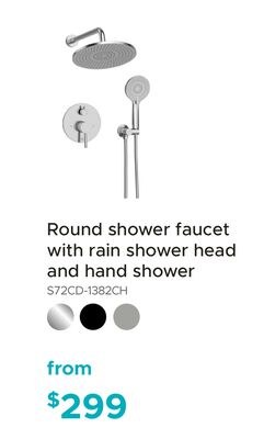 Round shower faucet with rain shower head and h…