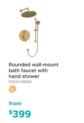 KEBO Rounded wall-mount bath faucet with hand s…