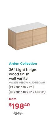 Arden Collection 36" Light beige wood finish wa…