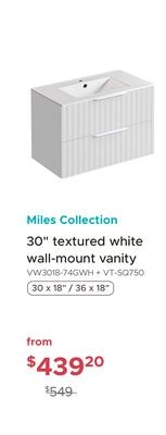 Miles Collection 30" textured white wall-mount …