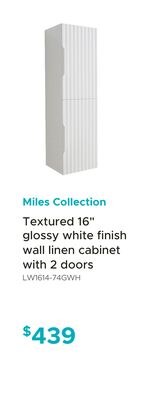 Miles Collection Textured 16" glossy white fini…