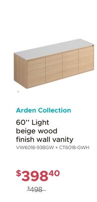 Arden Collection 60" Light beige wood finish wa…