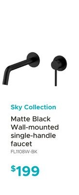 Sky Collection Matte Black Wall-mounted single-…