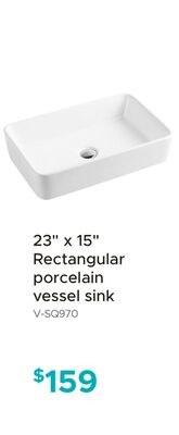 23" x 15" Rectangular porcelain vessel sink