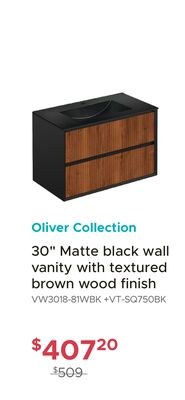 Oliver Collection 30" Matte black wall vanity w…
