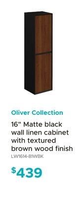 Oliver Collection 16" Matte black wall linen ca…