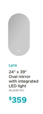Lyra 24" x 39" Oval mirror with integrated LED …