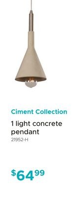 Ciment Collection 1 light concrete pendant