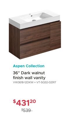 Aspen Collection 36" Dark walnut finish wall va…