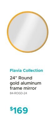 Flavia Collection 24" Round gold aluminum frame…