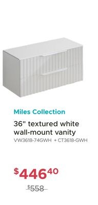 Miles Collection 36" textured white wall-mount …
