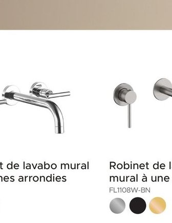Robinet de lavabo mural aux lignes arrondies