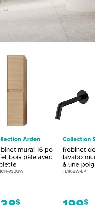 Collection Arden Cabinet mural 16 po effet bois…