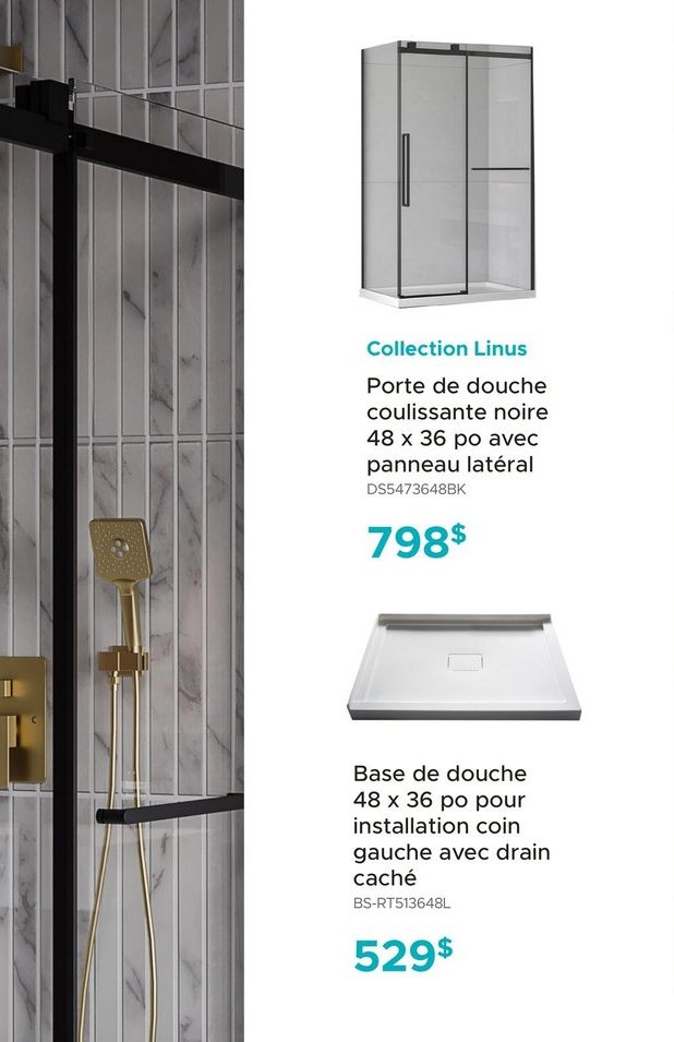 Collection Linus - Porte de douche coulissante …