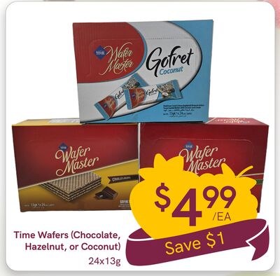 Time Wafers (Chocolate, Hazelnut, or Coconut)