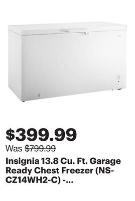 Insignia 13.8 Cu. Ft. Garage Ready Chest Freeze…