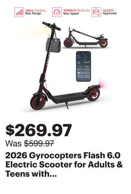 2026 Gyrocopters Flash 6.0 Electric Scooter for…